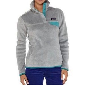 Patagonia Re-Tool Snap-T Fleece Pull Over Teal Gray